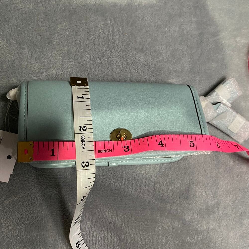 Coach Dinky Bag 14 Light Blue Leather Gold Crossbody Preppy Chic Luxury NWT - Picture 10 of 10